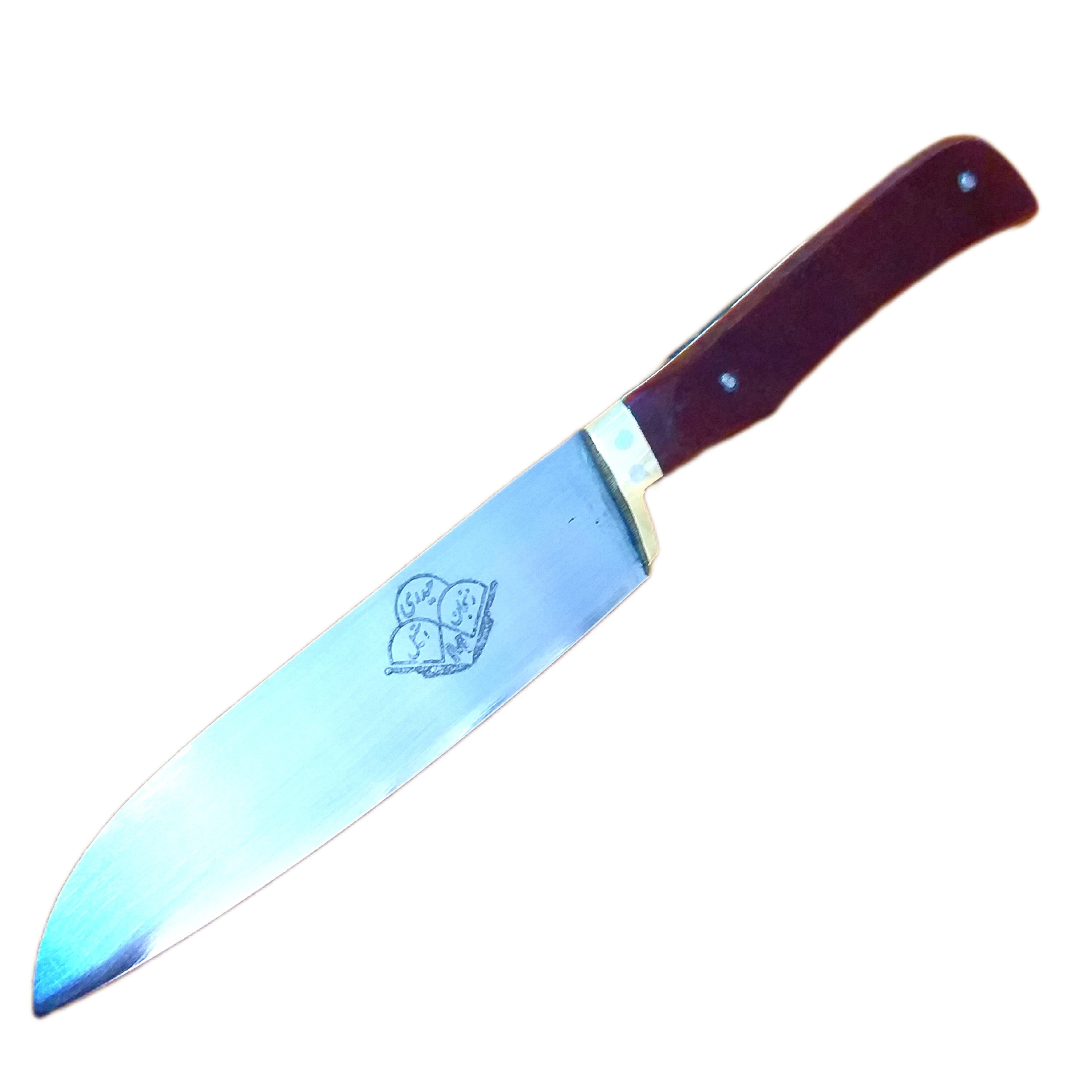 چاقو آشپزخانه حیدری زنجان استیل ضدزنگ طول کل چاقو 20 سانت سایز یک دم دستی دسته فیبر رنگ جیگری