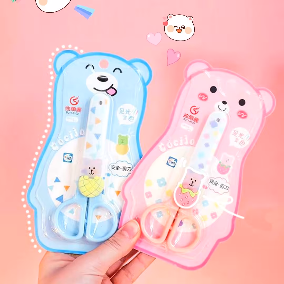 قیچی  تیغه فلزی فانتزی غلافدار طرح خرس