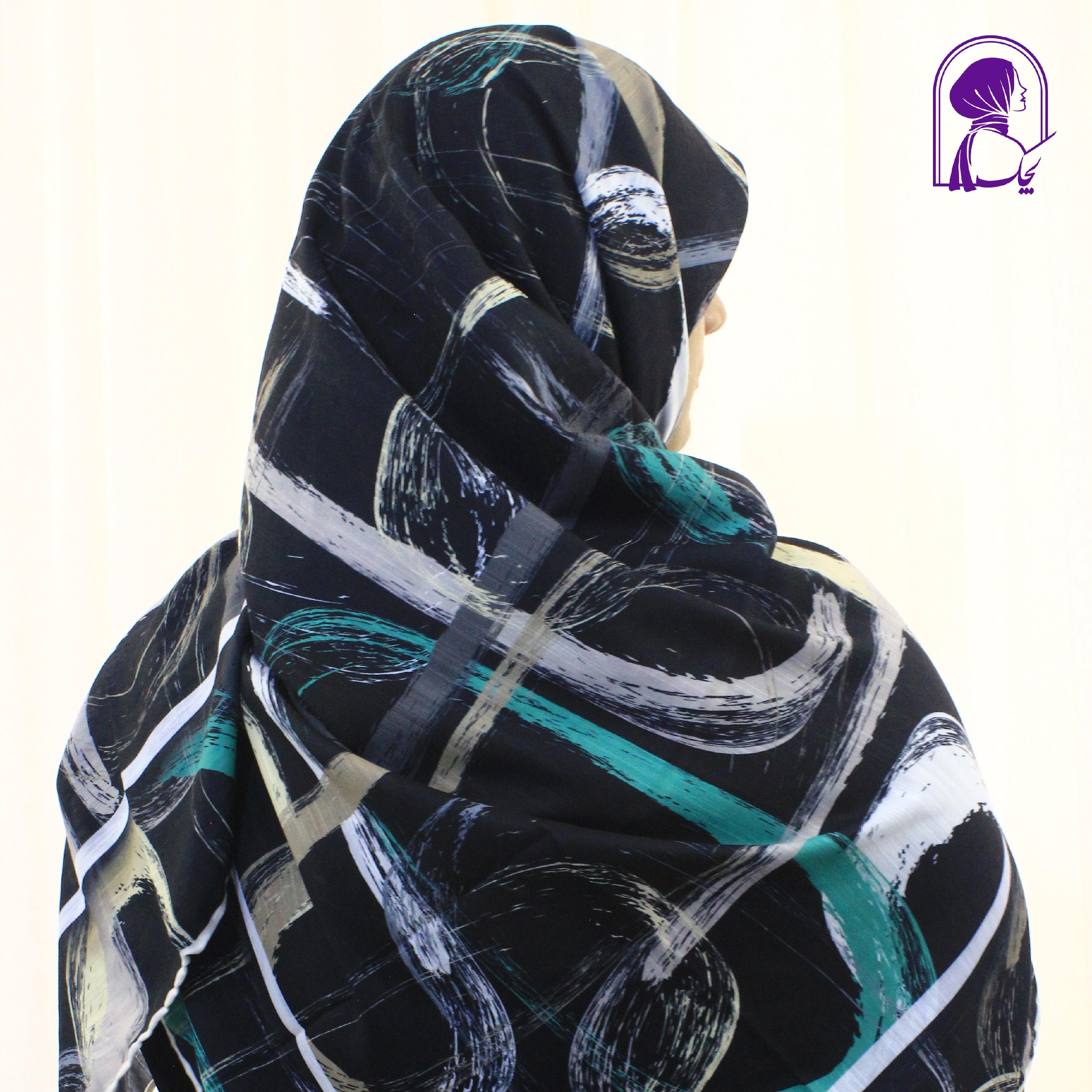 روسری مشکی آبرنگی نخی