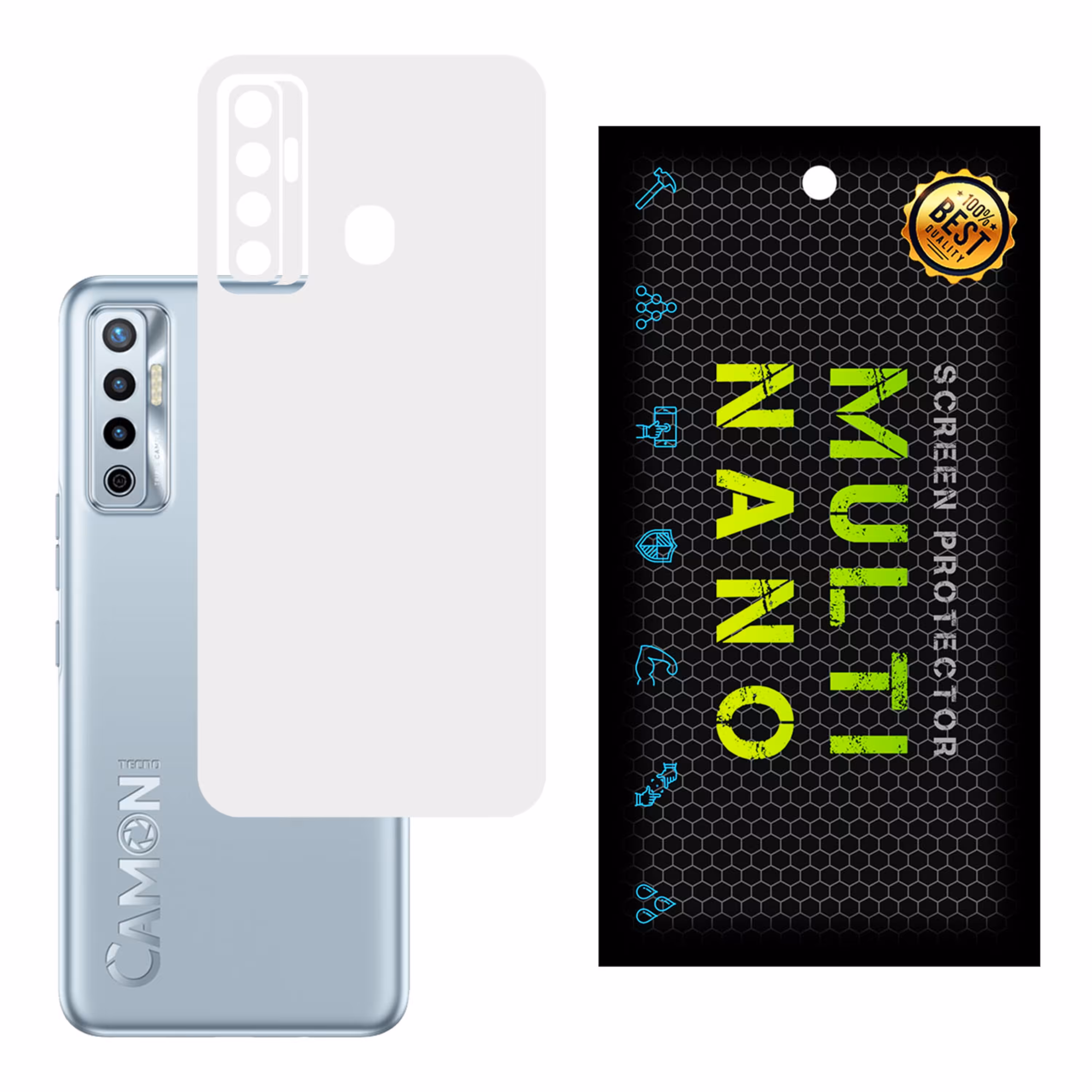 برچسب پوششی MultiNano مدل X-F1M- White برای پشت موبایل  تکنو Camon 17 