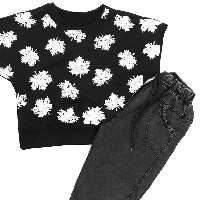 ست کراپ شلوارک بچگونه نخ پنبه سایز 5 