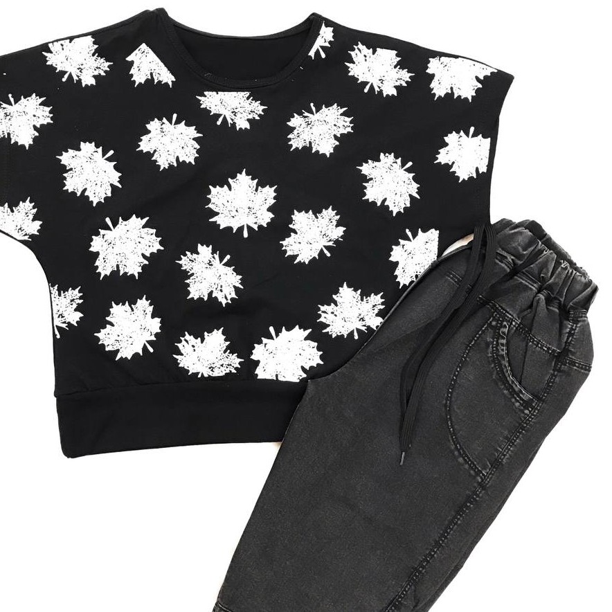 ست کراپ شلوارک بچگونه نخ پنبه سایز 5