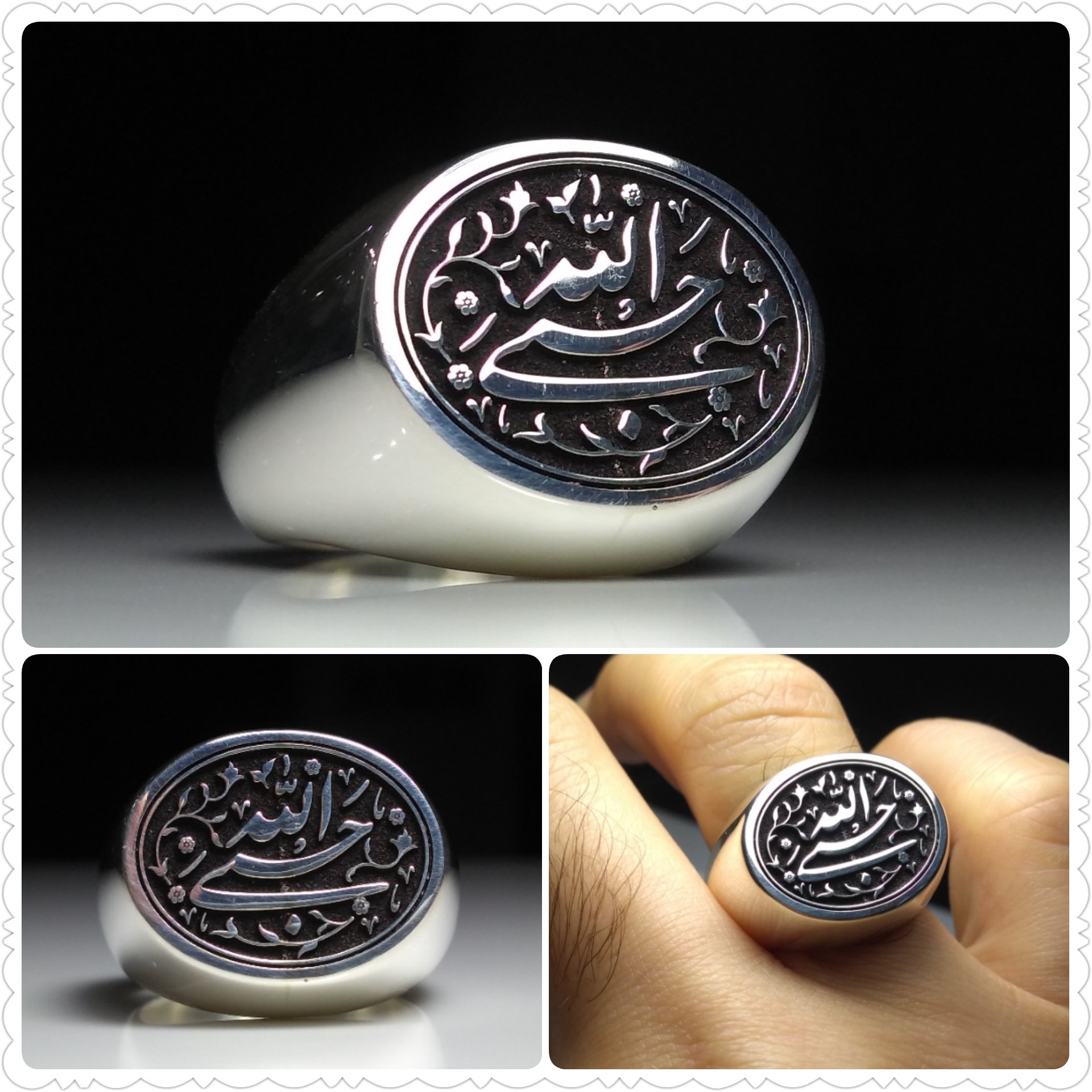 انگشتر نقره دستساز و اسپُرت با ذکر حَسبی الله
