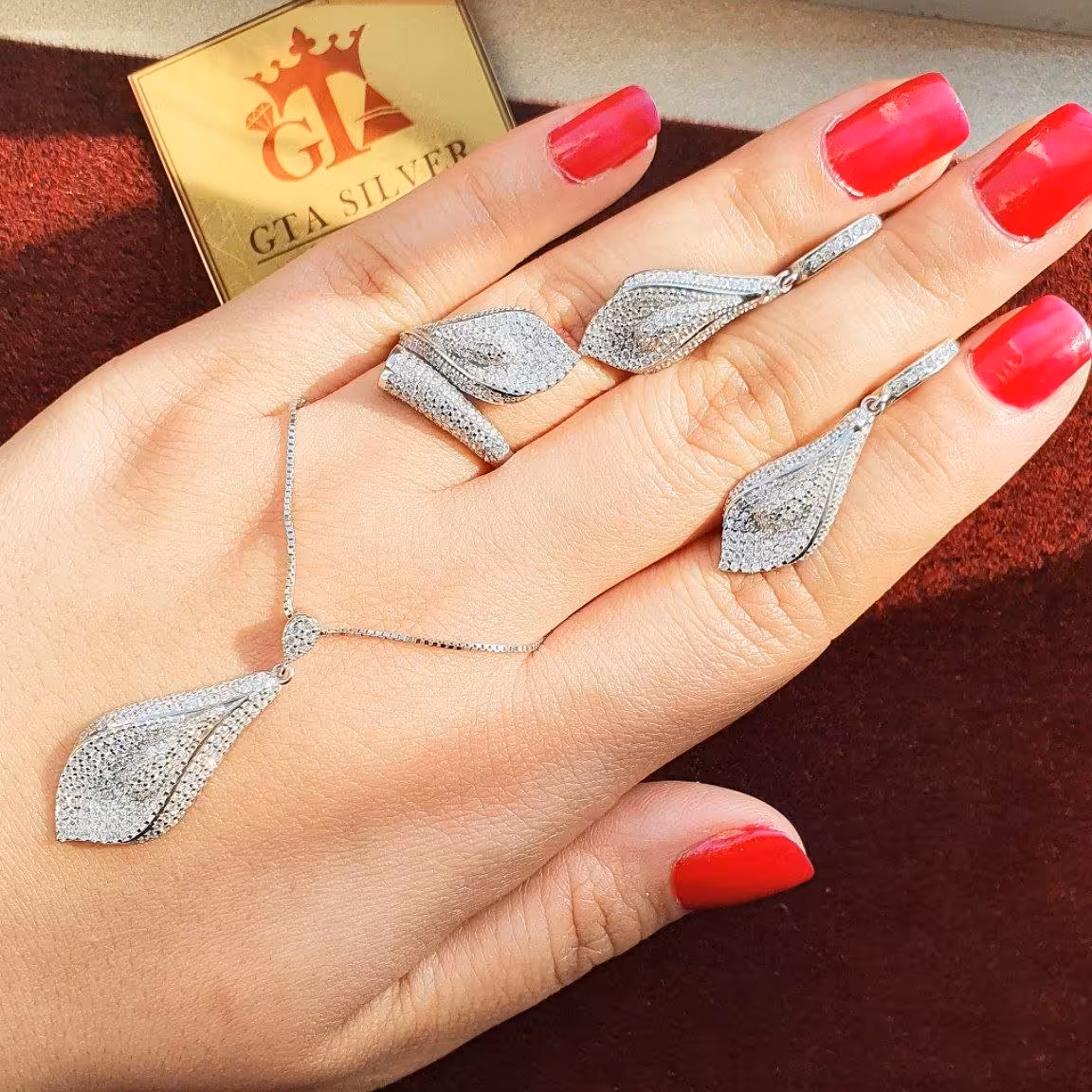 نیمست بنفشه جواهر نقره925 طرح جواهرابکاری طلا