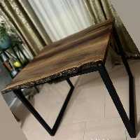 میز چوبی روستیک 4نفره با پایه های فلزی