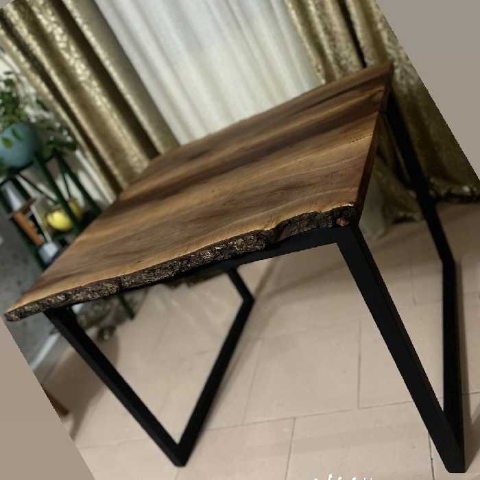 میز چوبی روستیک 4نفره با پایه های فلزی