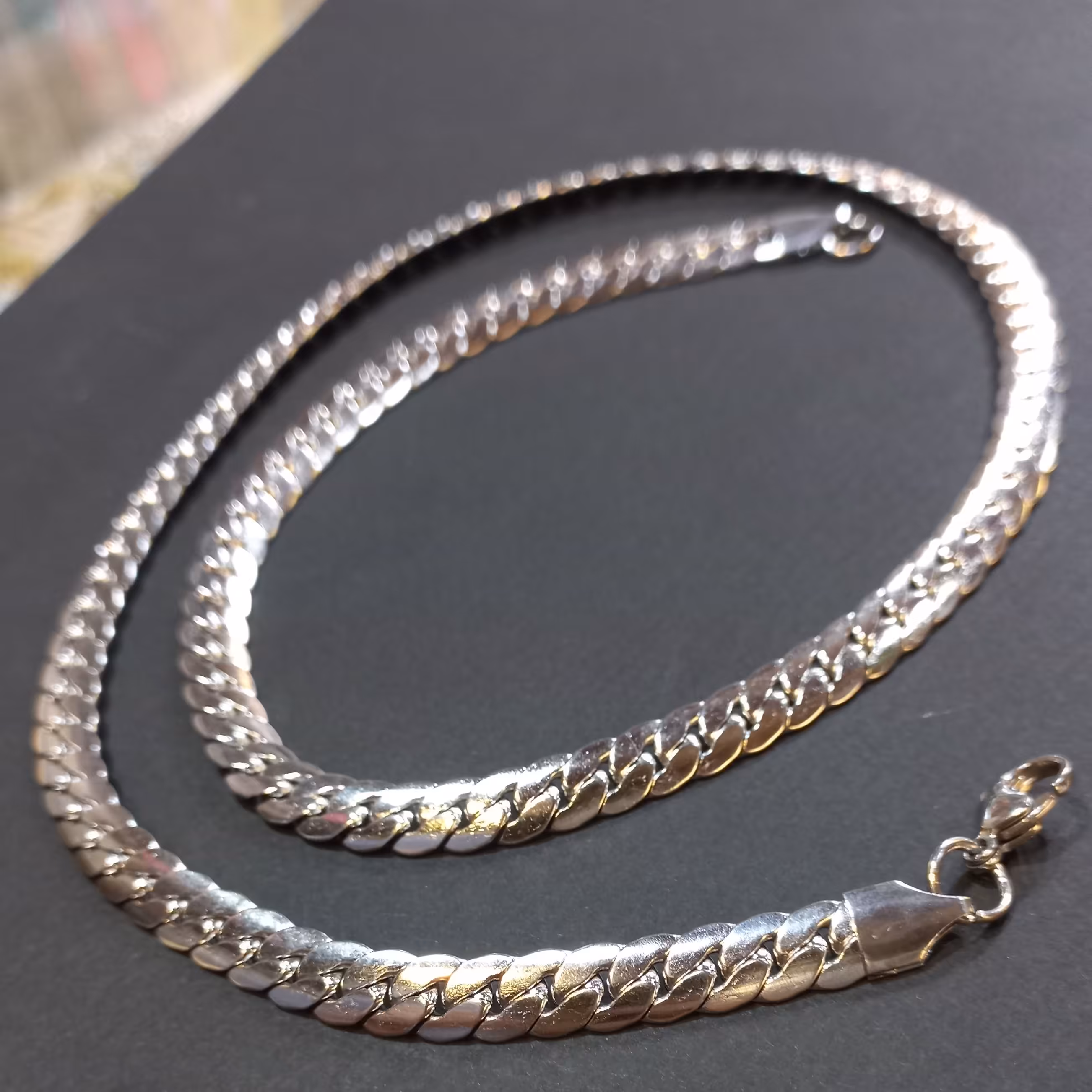 گردنبند ماری ضخیم شیک وجذاب استیل رنگ ثابت ضخامت 8میل کاری محکم و بادوام