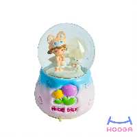 گوی موزیکال فن دار بزرگ مدل دختر و خرگوش - صورتی - هوگا شاپ - فروش انواع محصولات فانتزی