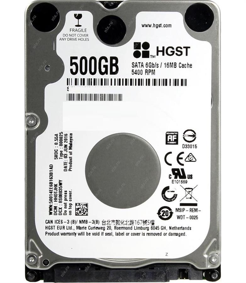 هارد دیسک لپ تاپ اچ جی اس تی با ظرفیت 500 گیگابایت