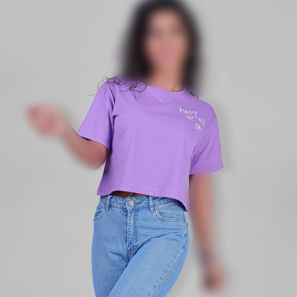 کراپ زنانه نخ پنبه طرح ok دارای رنگ بندی فری سایز