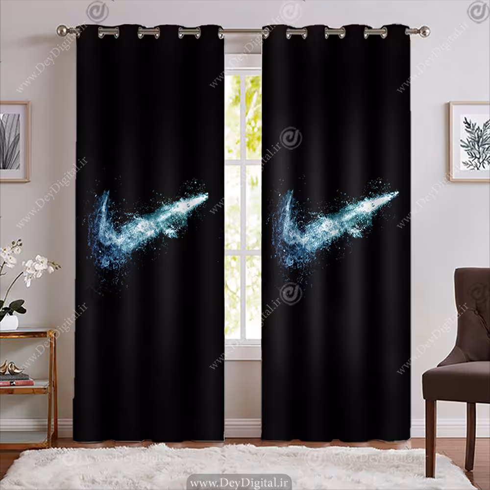 پرده پانچی شیک طرح اسپرت نایک با زمینه تیره BA-5220-s