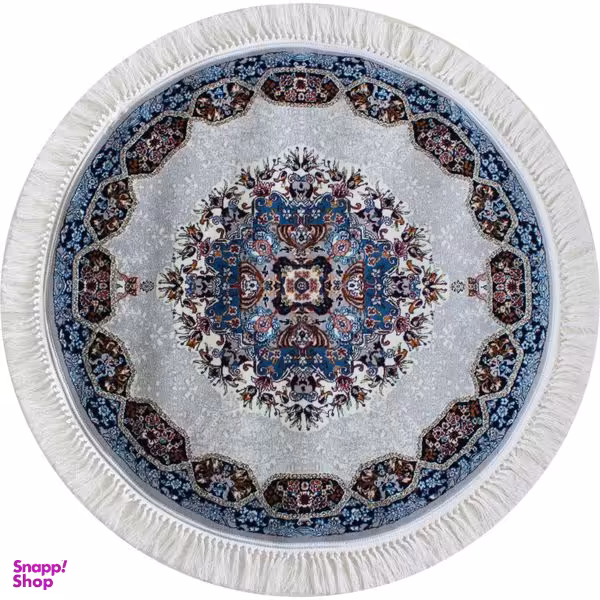 فرش ماشینی مدل دایره طرح هالیدی زمینه فیلی