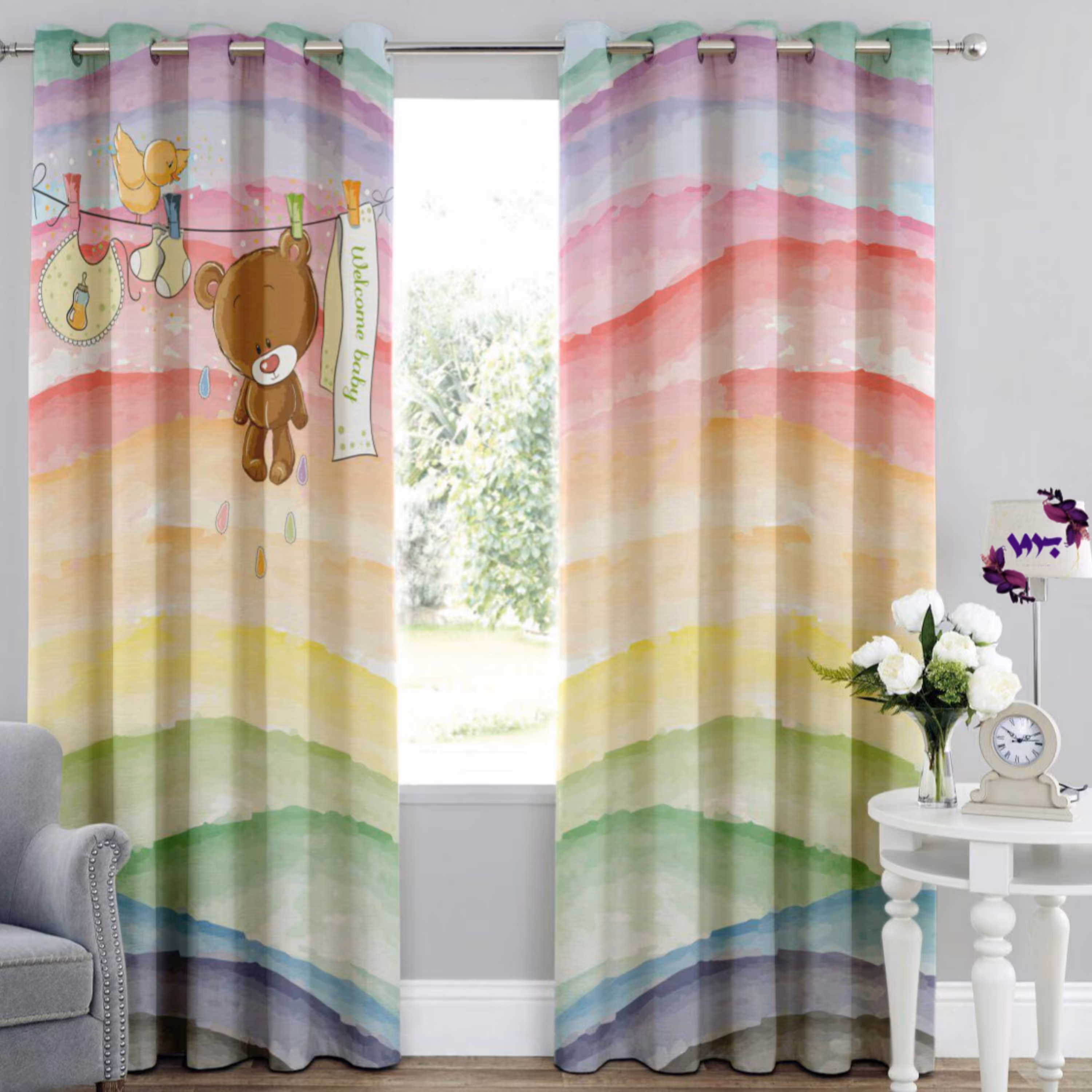 پرده اتاق کودک طرح خرس خوابالو بروا گالری با کیفیت و دوخت 