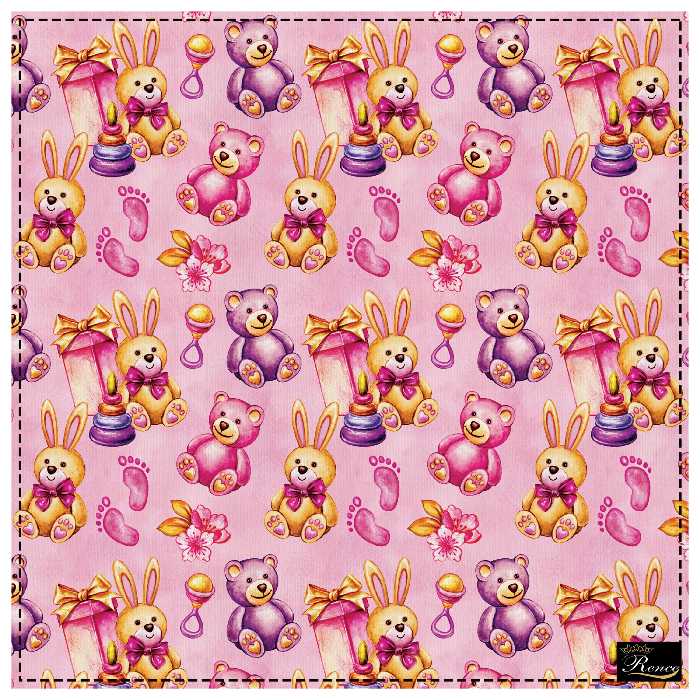 دستمال سر و گردن و پیشانی بند اسکارف طرح خرس سایز 58 در 58 مدل H1-653 شرکت رنس