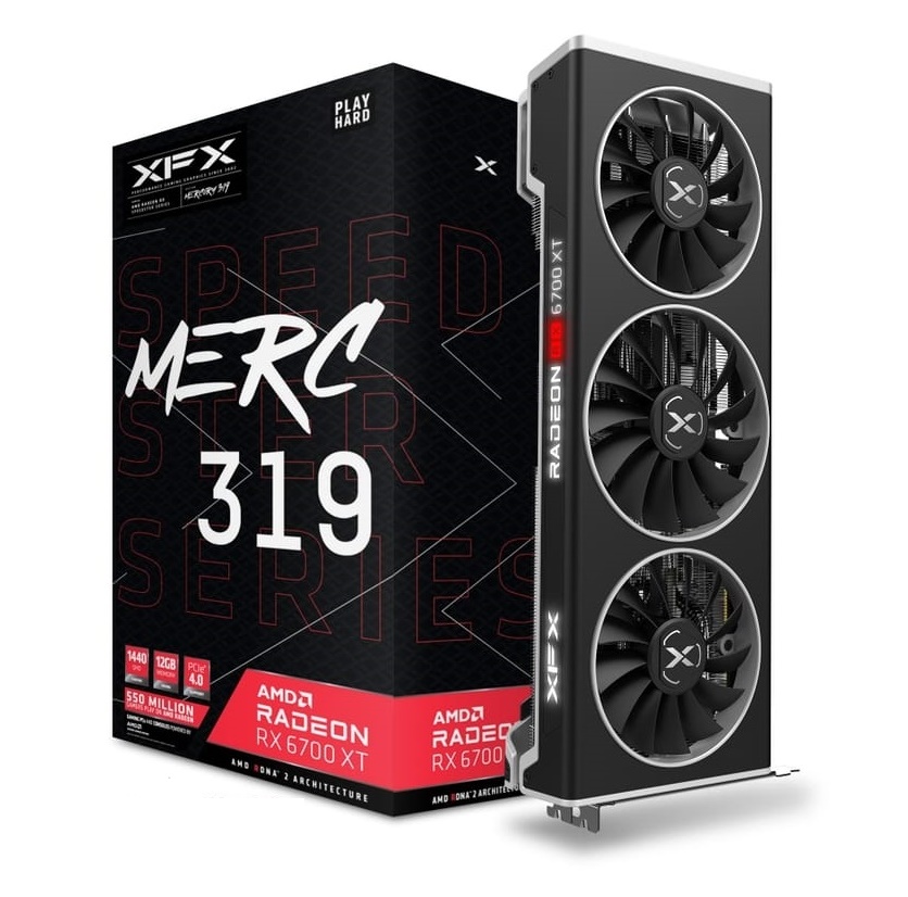 کارت گرافیک  ایکس اف ایکس مدل SPEEDSTER MERC 319 Radeon RX 6700 XT BLACK Gaming 12GB GDDR6 حافظه 12 گیگابایت