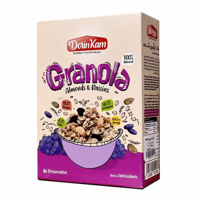 گرانولا رژیمی درین کام بادام و مویز 300 گرمی