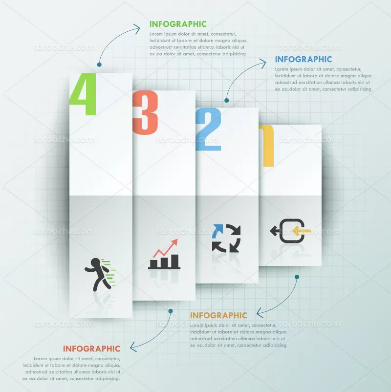 وکتور اینفوگرافیک 4 بخشی رنگی با کیفیت | گرافیک با طعم تربچه