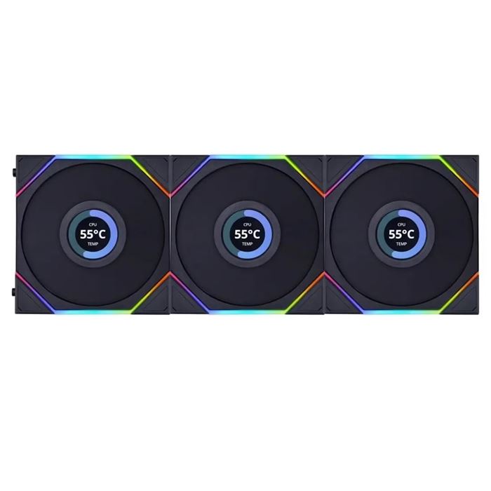 فن کیس لیان لی مشکی مدل Uni Fan TL LCD 120 RGB (3 عددی)
