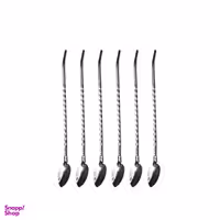 قاشق شربت خوری مدل نی دار کد AS77 مجموعه 6 عددی