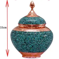 قندان سیبی سوپر فیروزه کوبی 33 سانتی مس و فیروزه کوبی نیشابور صنایع دستی سایروس شکلات خوری 