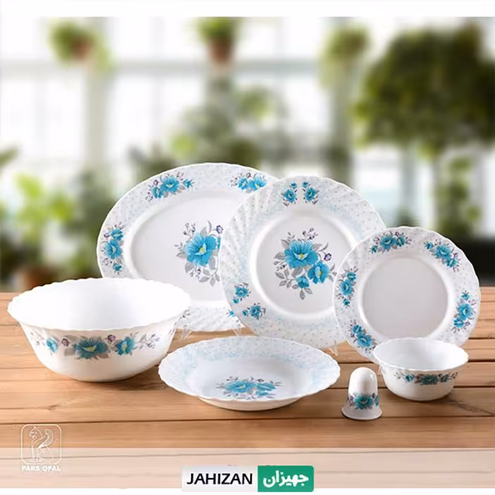 سرویس غذاخوری 28پارچه پارس اپال مدل رزالین آبی کد410
