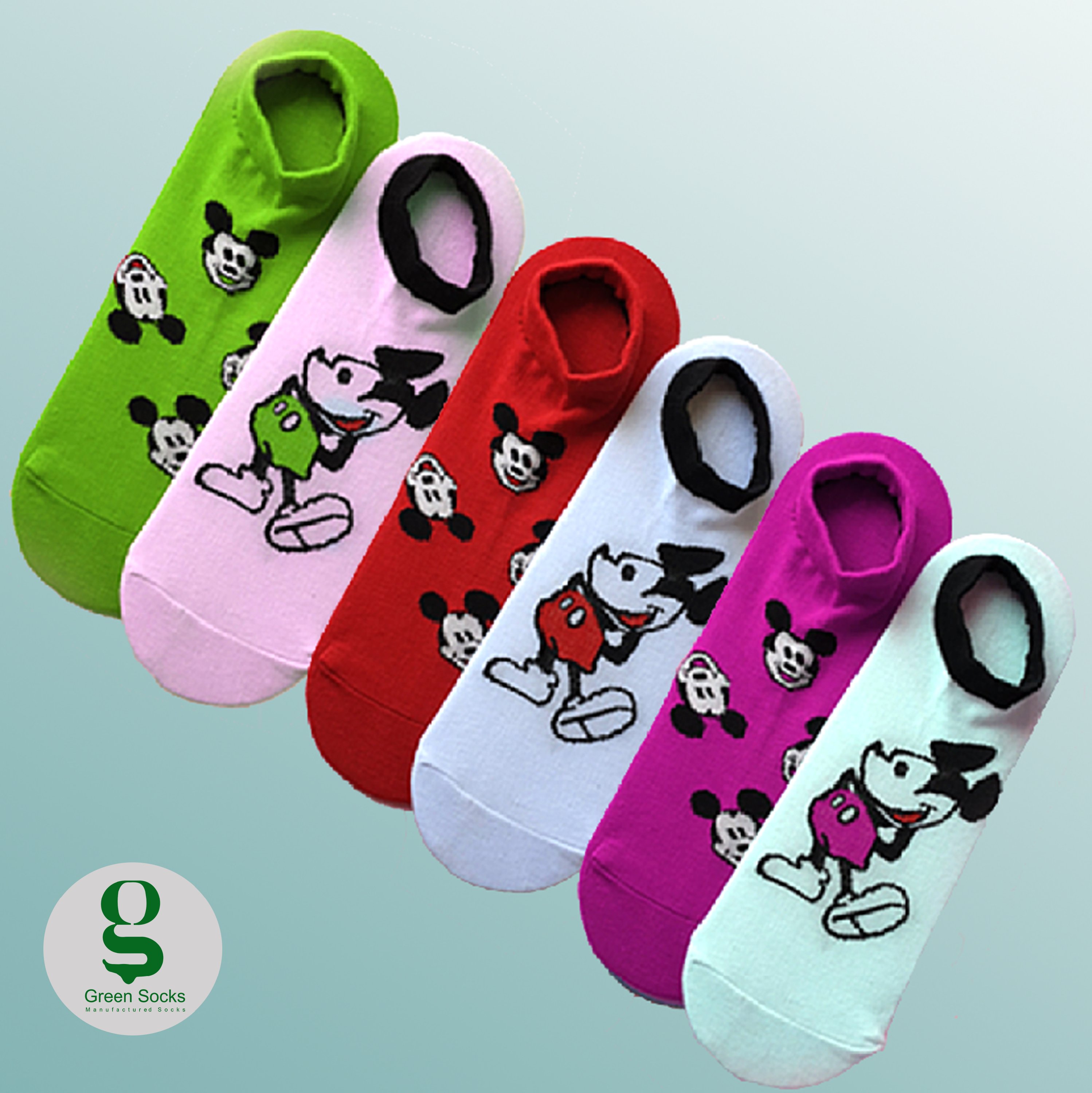 پک 6 عددی جوراب مچی طرح میکی موس در  6 رنگ بندی