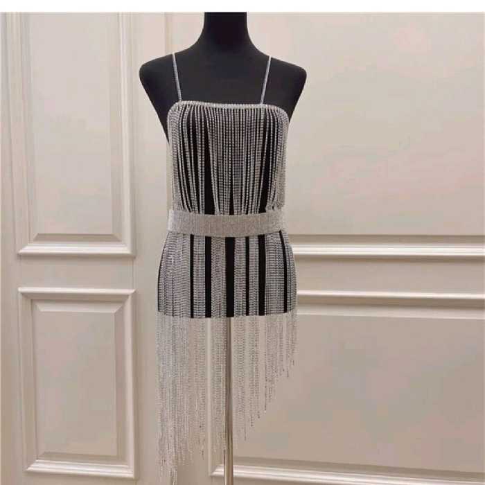 لباس نگین کریستال مجلسی خاص پسند زیورآلات فلزی رنگ ثابت نقره ای 