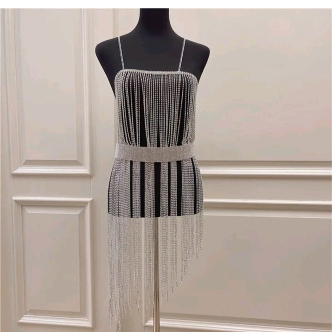 لباس نگین کریستال مجلسی خاص پسند زیورآلات فلزی رنگ ثابت نقره ای 