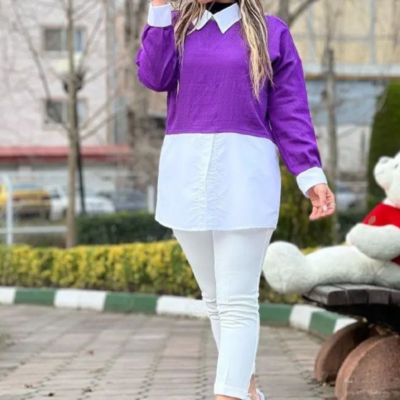 شومیز مانتویی جنس بابوس فری سایز از سایز 38 تا 46 دارای رنگبندی ارسال رایگان شارژ شد 2 مرداد