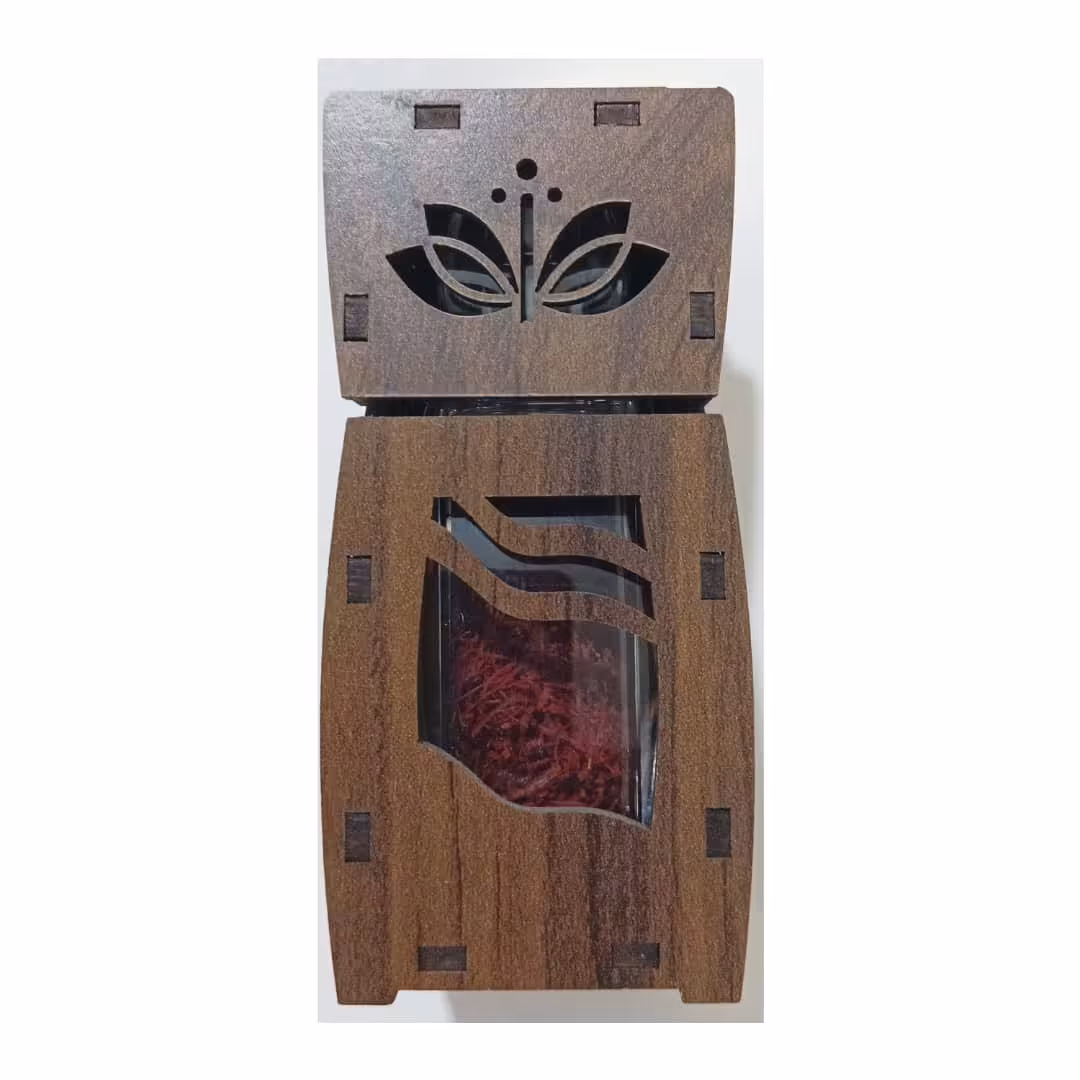 زعفران سرگل قائنات هدیه باکس چوب و آذین (یک گرمی)