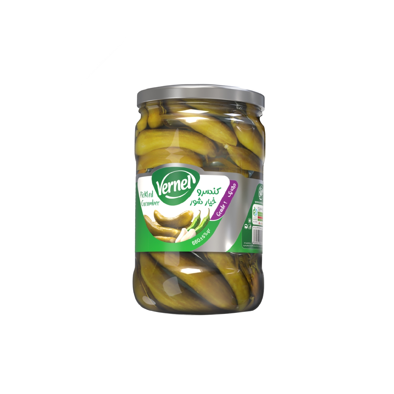 خیارشور درجه یک ورنل - 660 گرمی