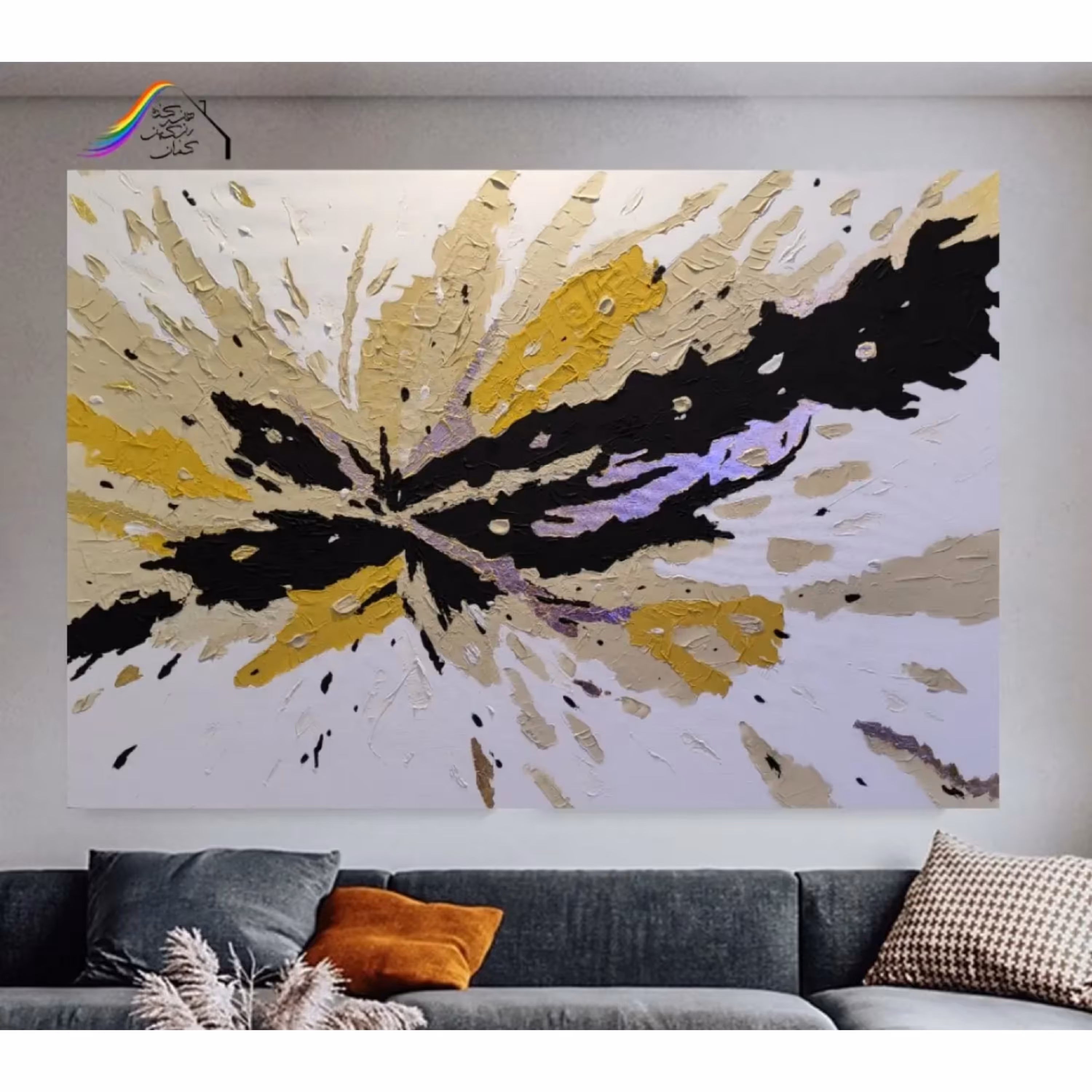 تابلو نقاشی برجسته طلاکوب شده با ورق طلا