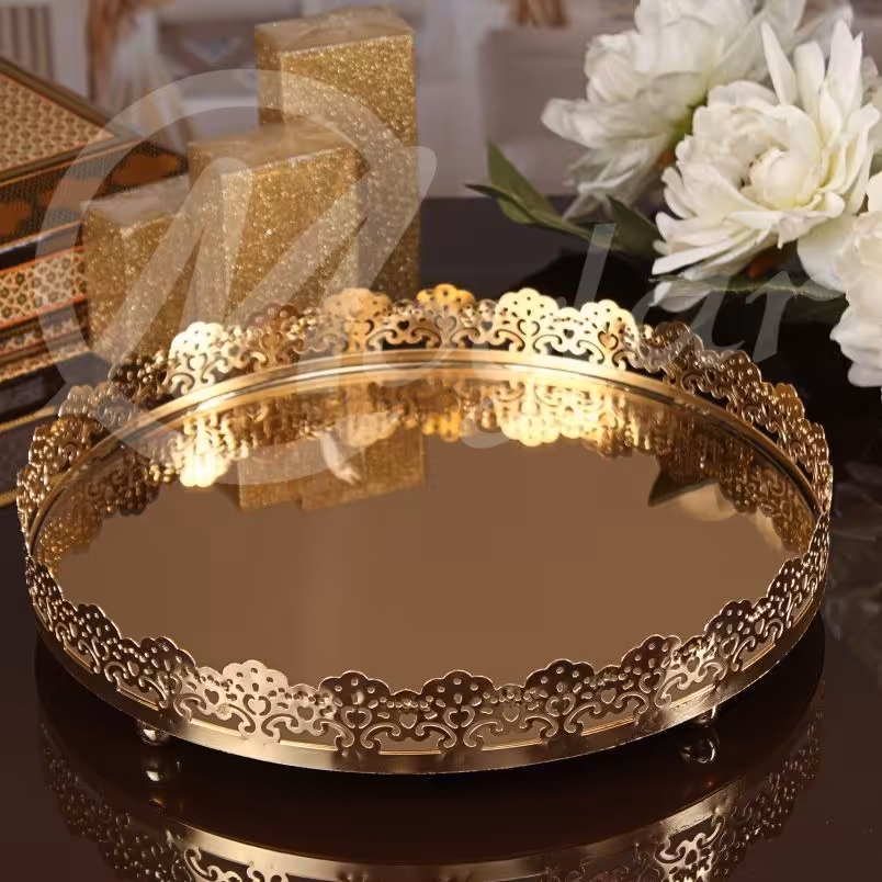 سینی آیینه ای طلایی