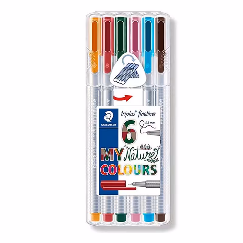 خرید روان نویس نوک نمدی 6 رنگ استدلر مدل Triplus Nature 334SB6CS203