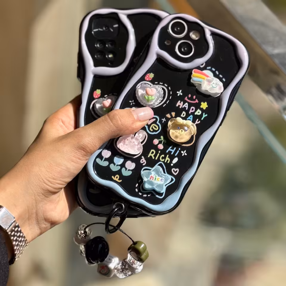 قاب روز شاد برای سامسونگ آیفون شیائومی با آویز جینقول پینگولی