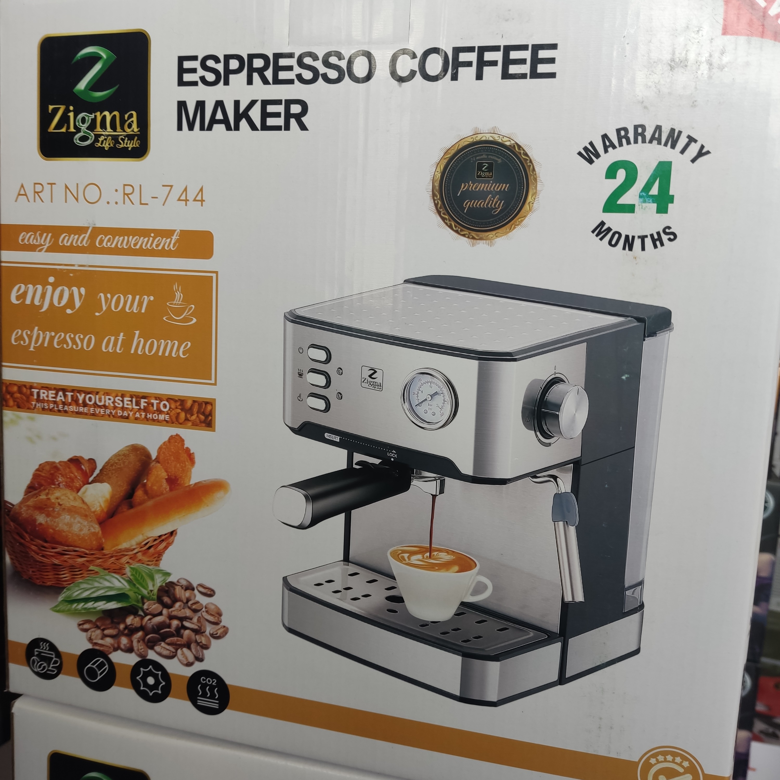 اسپرسو ساز زیگما فشار بخار 20 بار مدلRL-744 