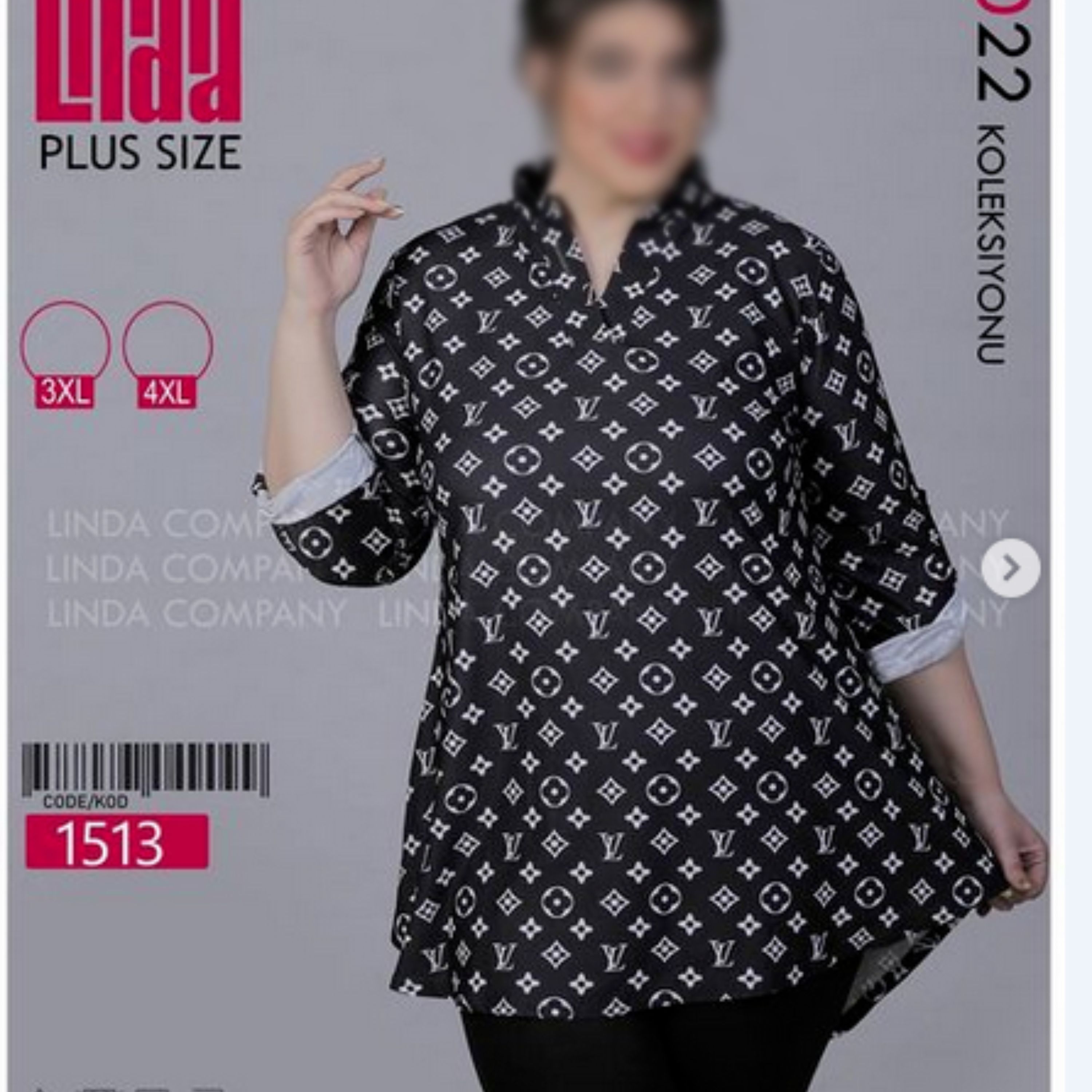 تونیک یقه ایستاده آستین پاگن دار مناسب (44 تا 60) 2