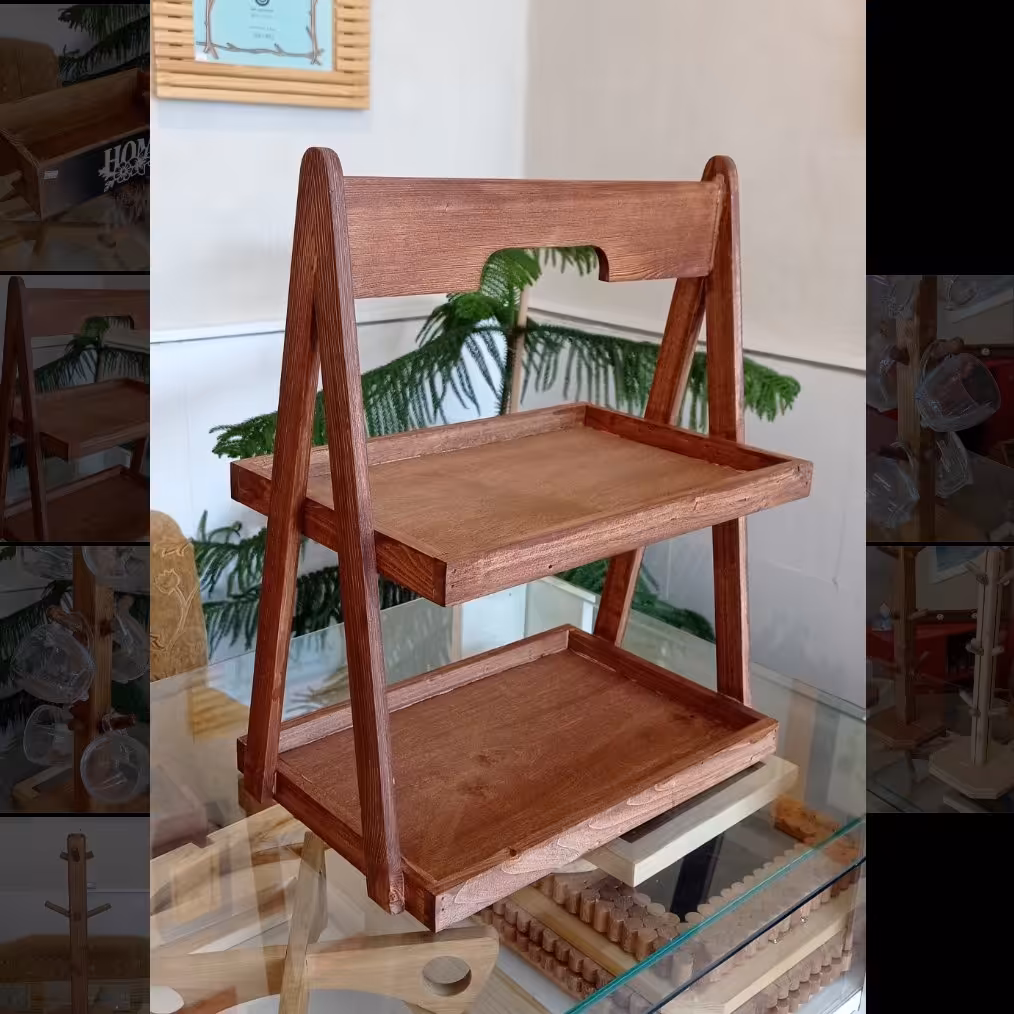 استند دوطبقه چوبی بزرگ