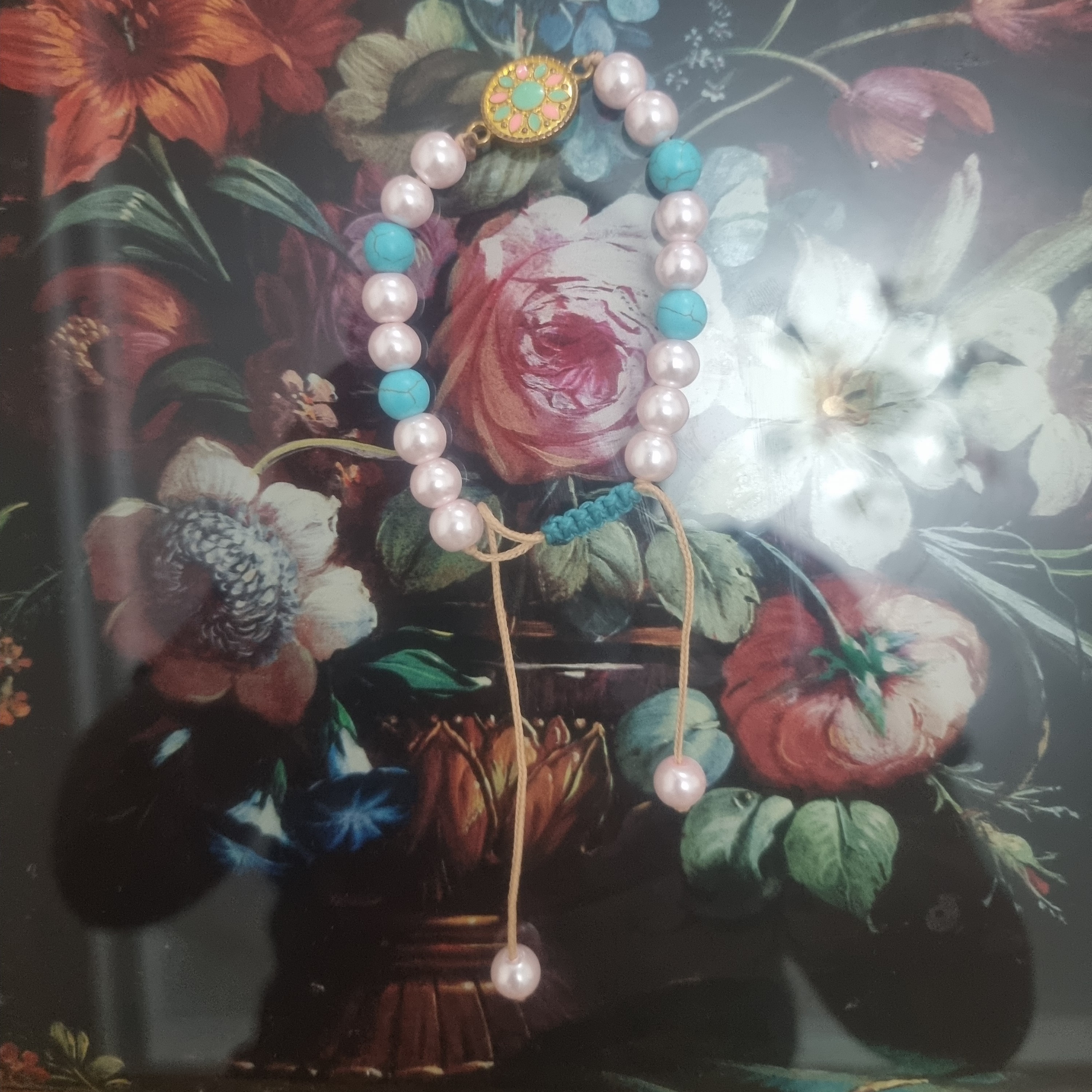 دستبند مرواریدو فیروزه