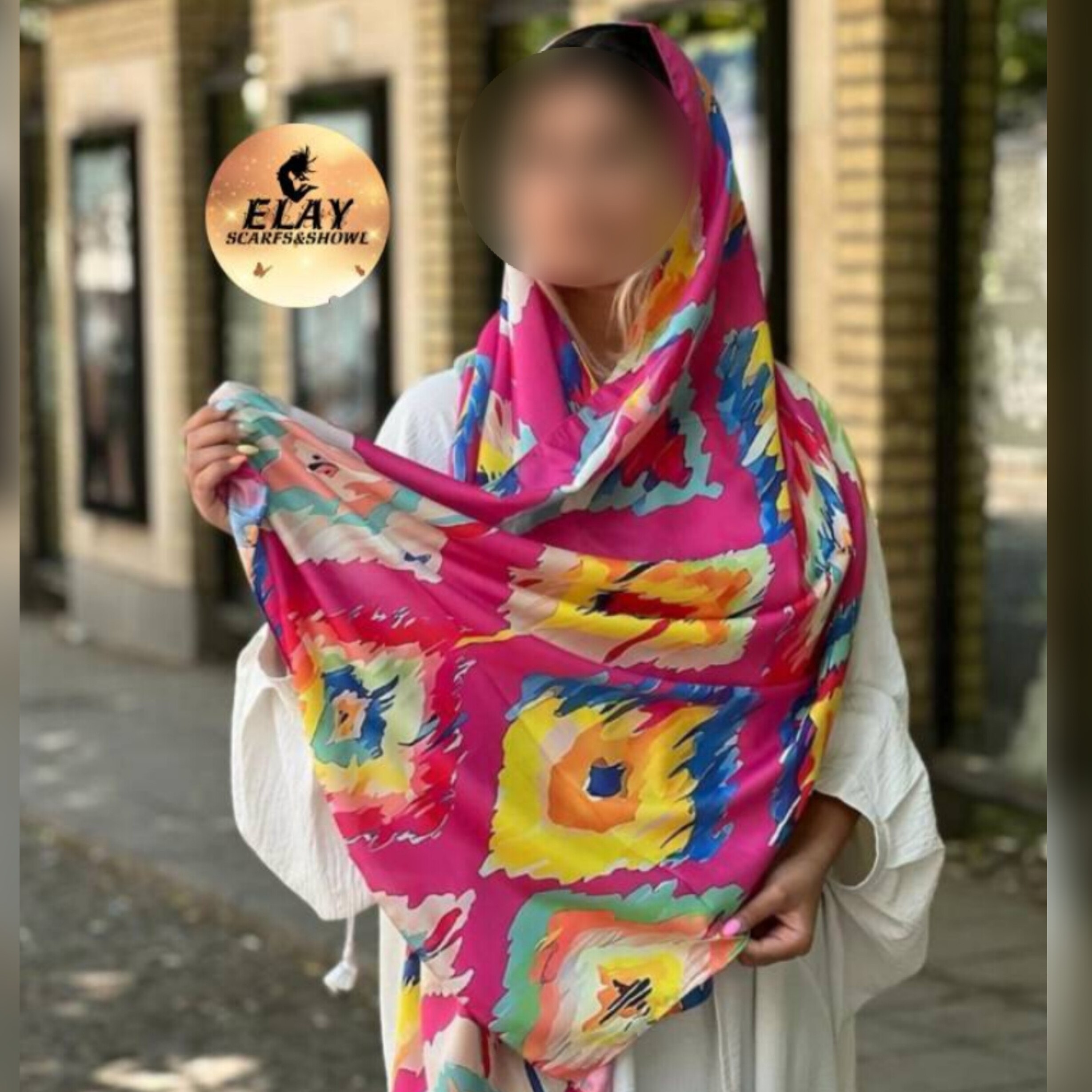 شال نخی اعلا چهارفصل زمینه سرخابی خشتی ارسال رایگان و با کیفیت