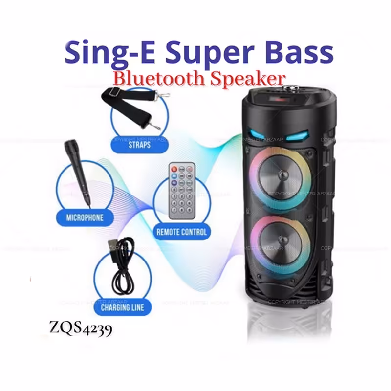 اسپیکر بلوتوثی اسپیکر بیسیم  دوبل باند 8 اینچ طراحی زیبا و خاص دارای میکروفون و ریموت و رقص نور متنوع  