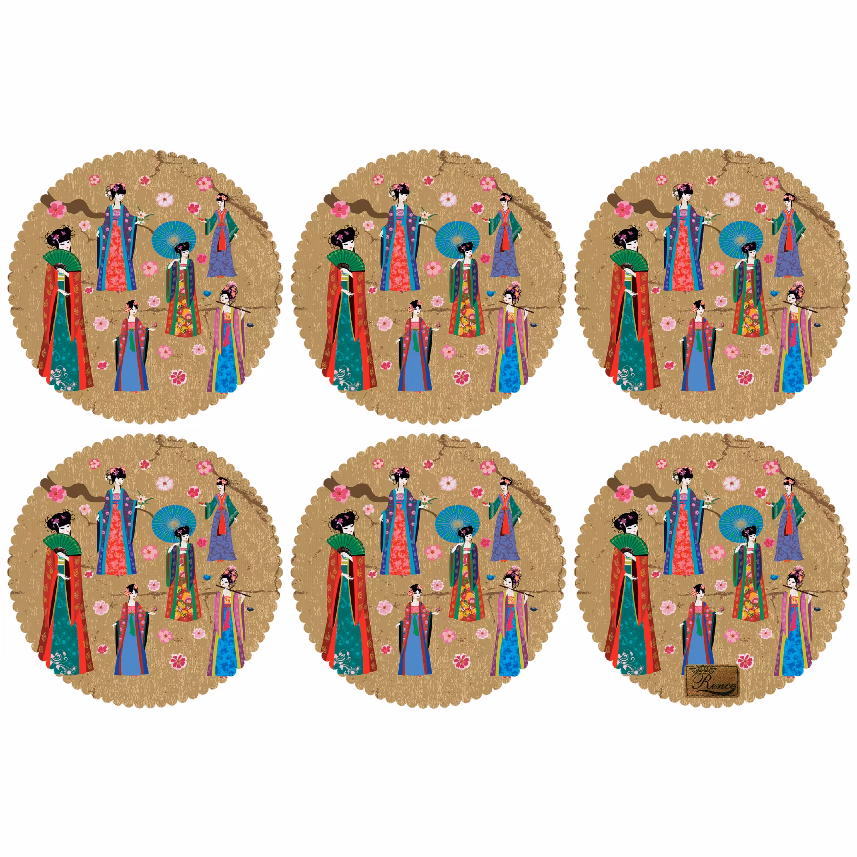 زیر بشقابی دایره ای پارچه مخمل سایز 30 در 30 مدل U2-157 شرکت رنس