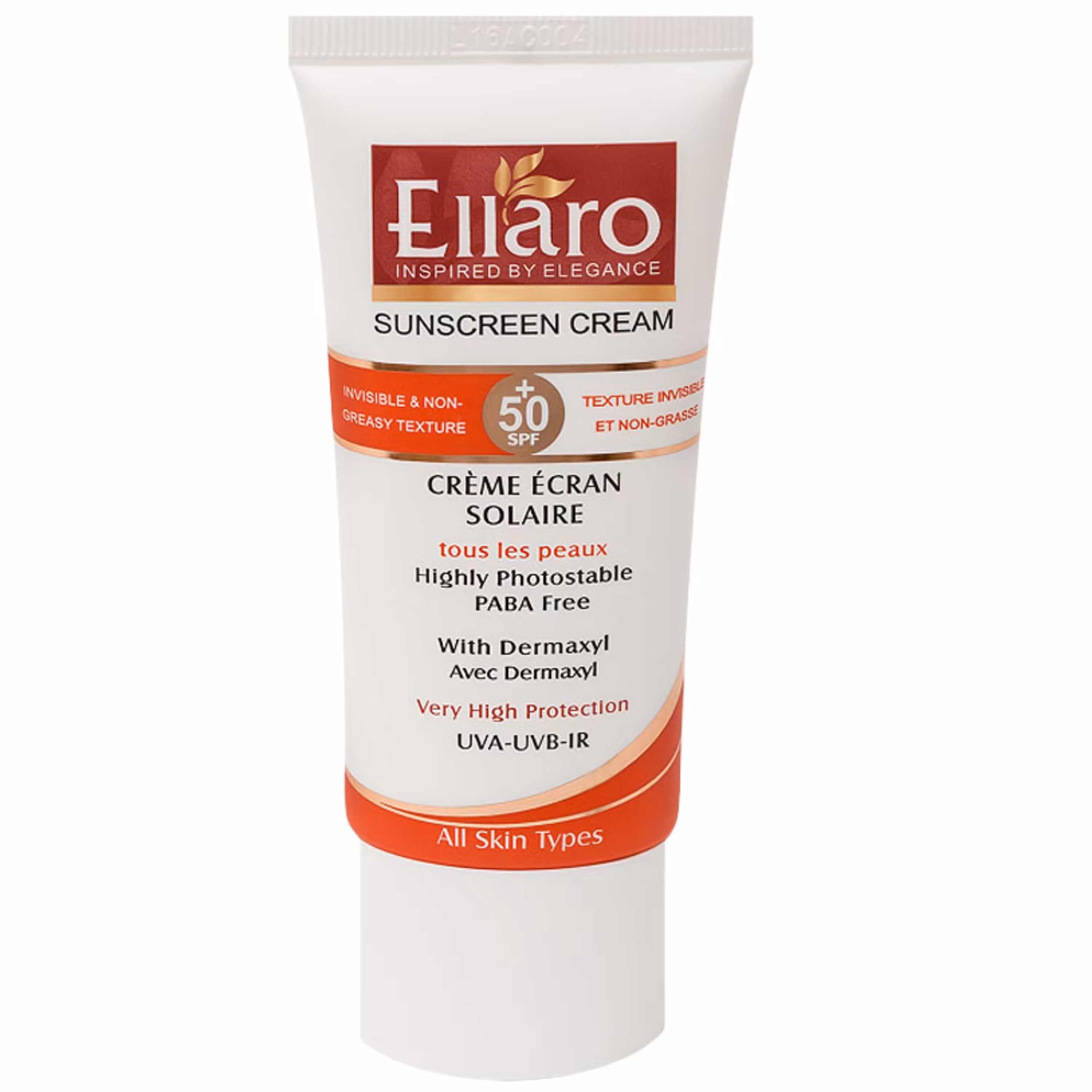 کرم ضد آفتاب الارو (ellaro) مناسب برای انواع پوست بدون رنگ حجم 50 میل