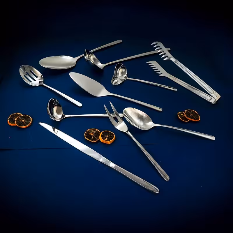 سرویس قاشق چنگال 30 نفره (157 پارچه )تمام براق (005)  ضخامت 4 میل برند (MGS)