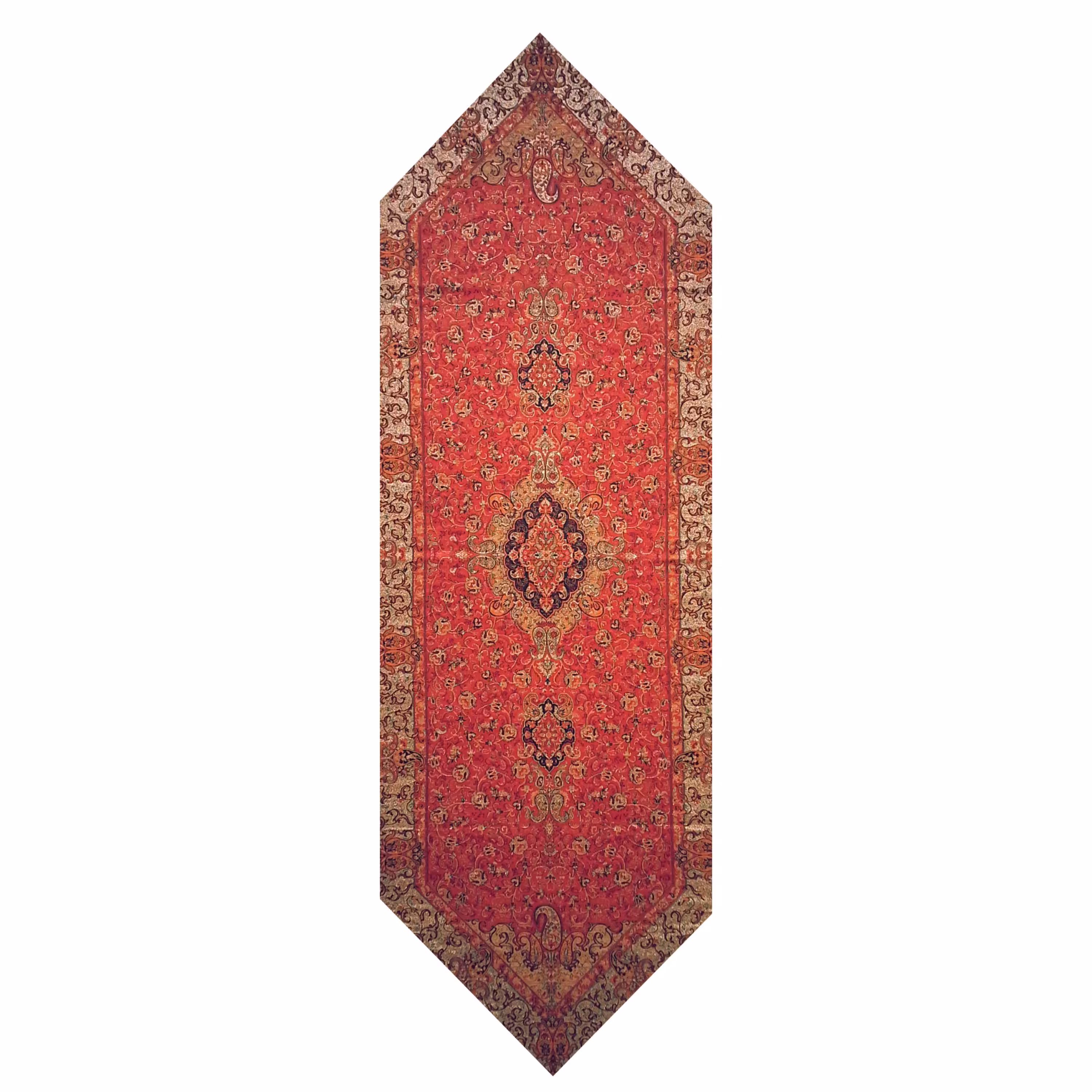 رومیزی رانر ترمه ابریشم  کد TRRA59 نفیس  رنگ قرمز  آستر زرشکی