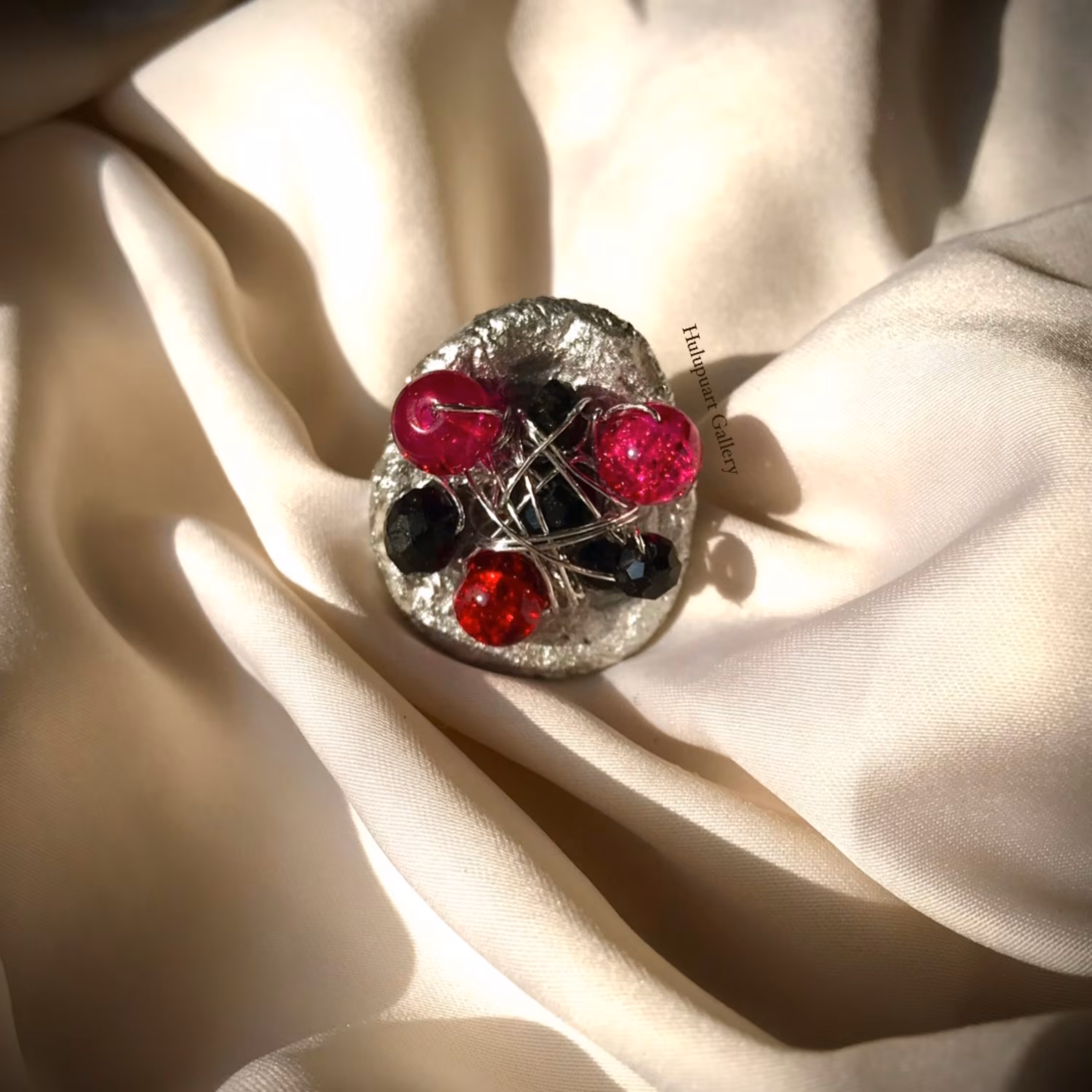 انگشتر دستساز ترکیبی پاپیه ماشه و مفتول