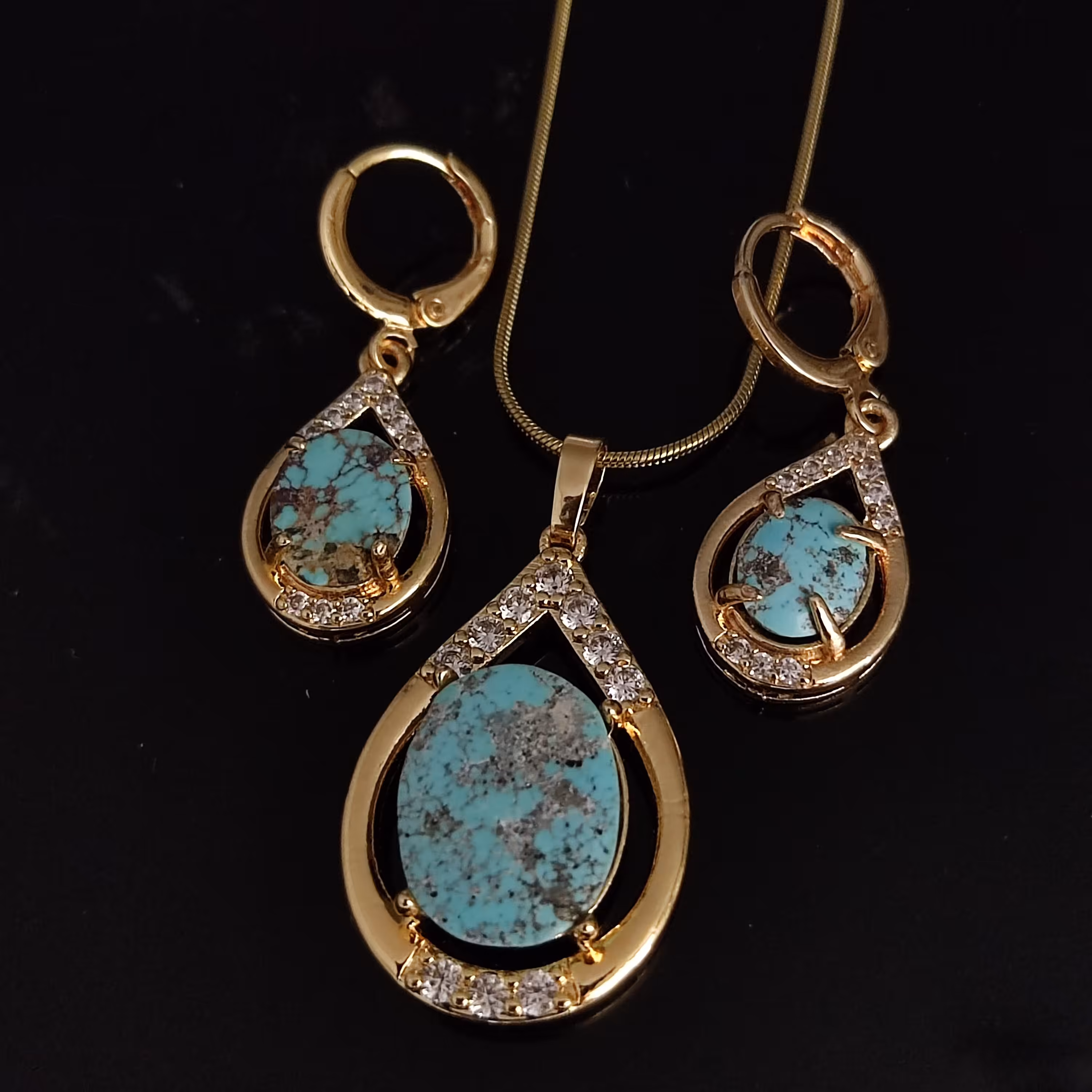 نیم ست نگین فیروزه نیشابوری اصل 2