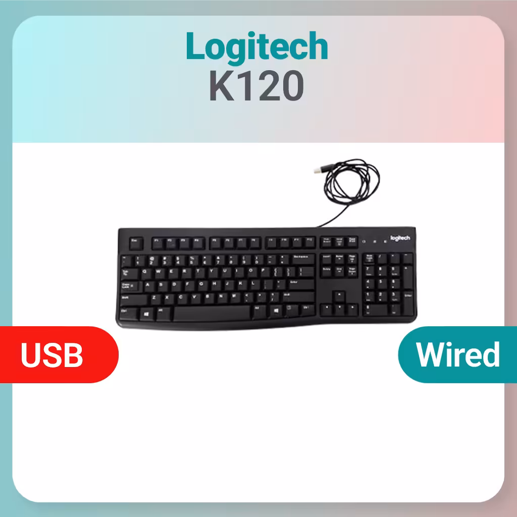 کیبورد Logitech K120 مدل با سیم