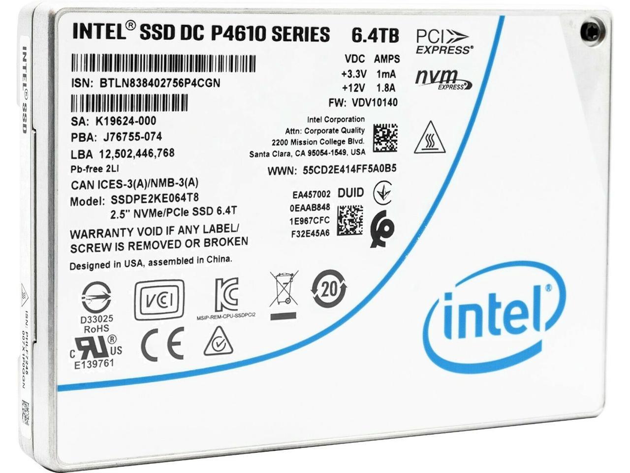اس اس دی سرور اینتل SSD INTEL DC 6.4TB P4610