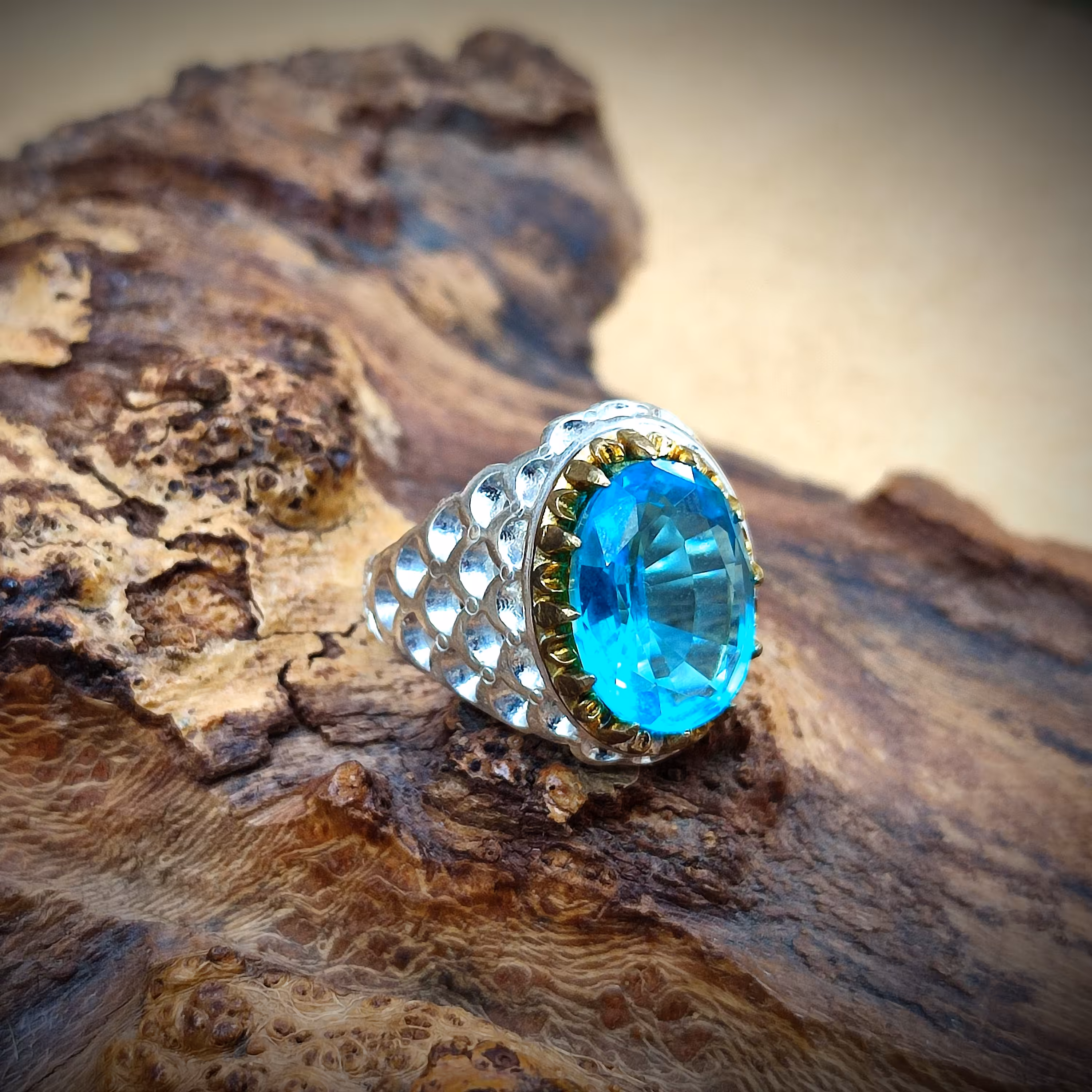 انگشتر نقره مردانه با نگین توپاز 1218